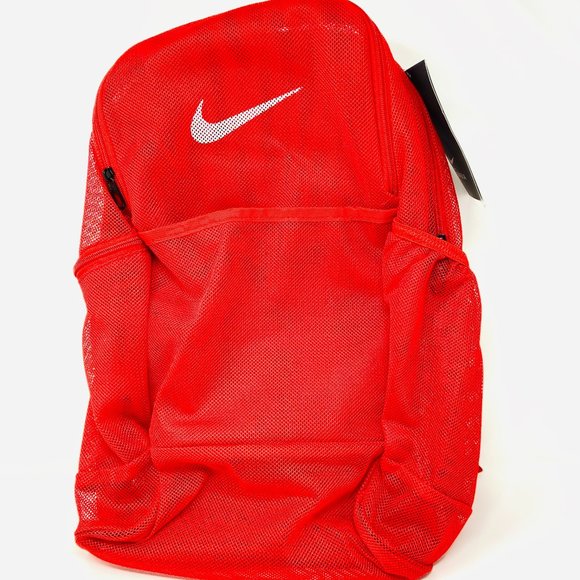 red nike mesh backpack